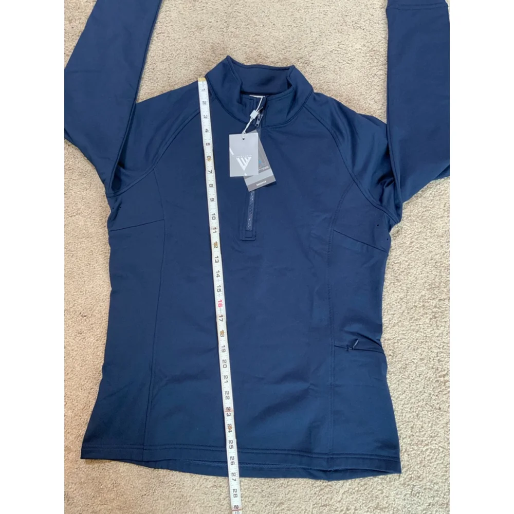 Levelwear Mens Athletic Pullover Large Navy Blue 1/4 Zip Stand Up Collar Outdoor